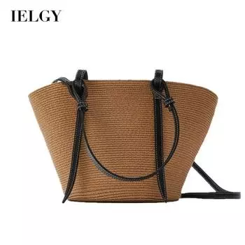 IELGY Модная пляжная сумка через плечо большой емкости ручной работы в стиле корзины для женщин чёрный