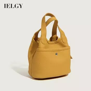 IELGY Модная простая женская сумка-ведро из мягкой кожи с текстурой чёрный