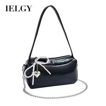 IELGY Модная серебряная сумка на плечо подмышки, простая сумка-подушка через плечо с цепочкой в иностранном стиле чёрный