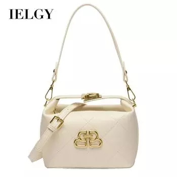 IELGY Модная сумка Bento с ромбом, персонализированная сумка через плечо с цепочкой и замком бежевый