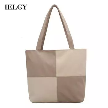 IELGY Модная универсальная контрастная строчка с большой емкостью сумка через плечо для женщин чёрный