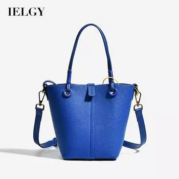 IELGY Модная универсальная сумка-мессенджер из мягкой кожи для женщин, вместительная сумка-ведро для отдыха чёрный