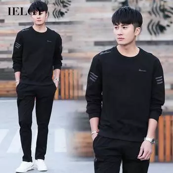 IELGY Мужская одежда, свитер, свободный универсальный стильный простой повседневный спортивный свитер больших размеров с круглым вырезом M красный