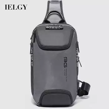 IELGY Мужская сумка на одно плечо, модная, USB, уличная, легкая, через плечо, противоугонная, универсальная, повседневная чёрный