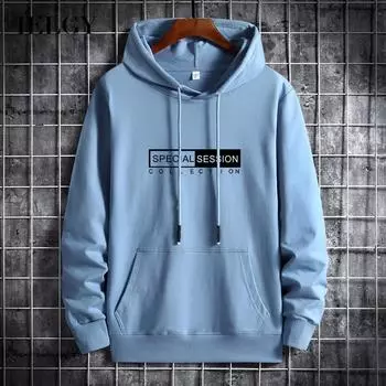 IELGY Мужская толстовка с буквенным принтом M белый