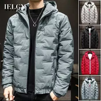 IELGY Мужская зимняя стеганая куртка в корейском стиле в японском стиле, зимняя куртка с капюшоном, стеганая куртка M хаки