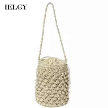 IELGY Нишевая дизайнерская соломенная сумка-ведро для женщин, Япония и Корея, милая сумка для отдыха и отдыха хаки