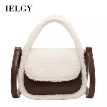 IELGY Нишевая популярная сумка Mao Mao сращивания портативная маленькая квадратная сумка, модная универсальная сумка через плечо чёрный