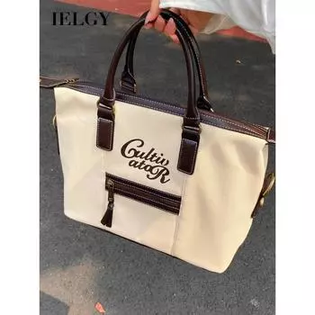 IELGY Нишевая простая и универсальная повседневная холщовая сумка-тоут большой вместимости, сумка через плечо для пригородных поездок чёрный