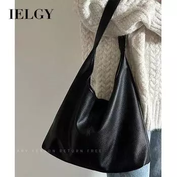 IELGY Нишевая сумка-ведро, большая сумка через плечо, повседневная универсальная сумка подмышку. чёрный