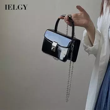 IELGY нишевая высококачественная женская сумка-мессенджер с замком и цепочкой, небольшая квадратная женская сумка S чёрный