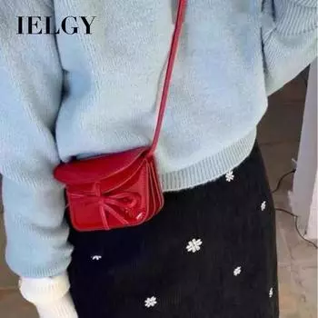 IELGY Нишевый дизайн, красная маленькая квадратная сумка с бантом для девочек, корейская универсальная сумка-мессенджер красный