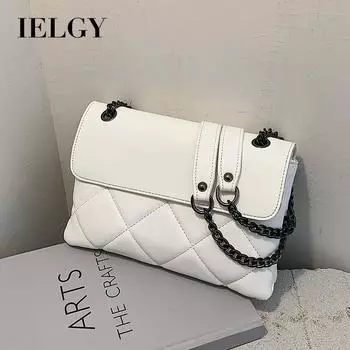 IELGY новая маленькая сумка с цепочкой Lingge, женская сетчатая красная новая модная корейская универсальная сумка-мессенджер на одно плечо, модная маленькая квадратная сумка белый