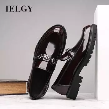 IELGY Обувь Мужская кожаная обувь Повседневная кожаная обувь 38 красный