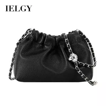 IELGY Однотонная простая модная плиссированная сумка через плечо чёрный