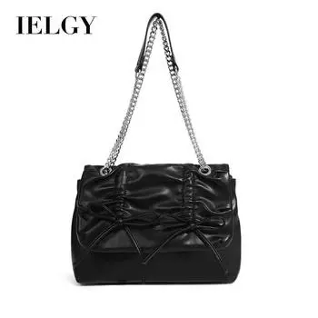 IELGY original ballet bow tote bag, large capacity pleated shoulder messenger bag розовый