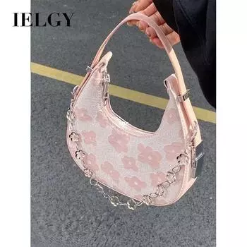 IELGY original flower high-value underarm versatile portable shoulder crescent bag розовый