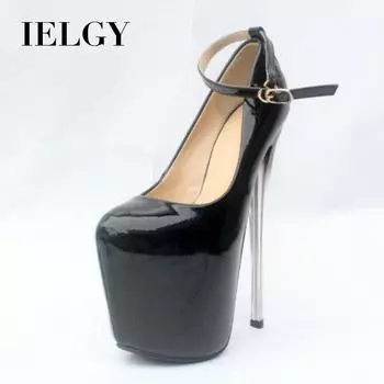IELGY Пикантные женские туфли на очень высоком каблуке 19 см, черные туфли на тонком каблуке больших размеров 34 чёрный