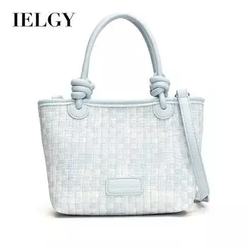 IELGY Плетеная сумка, женская вместительная универсальная сумка-мессенджер, повседневная переносная сумка-ведро синий