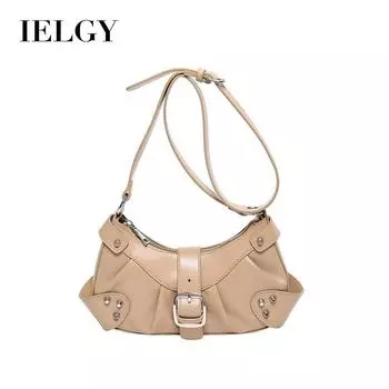 IELGY Плиссированная серебряная сумка на одно плечо в стиле локомотива под мышками, женская модная маленькая квадратная сумка с косой пролеткой для пригородных поездок чёрный