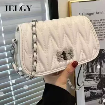 IELGY Плиссированная сумка-мессенджер с цепочкой и нишевым дизайном чёрный