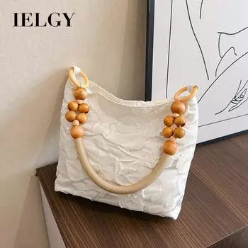 IELGY Популярная сумка через плечо из жаккардовой ткани в стиле ретро, универсальная плиссированная сумка через плечо под мышками. белый