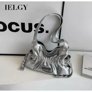 IELGY Повседневная универсальная нишевая плиссированная сумка, модная сумка-ведро через плечо и подмышками. чёрный