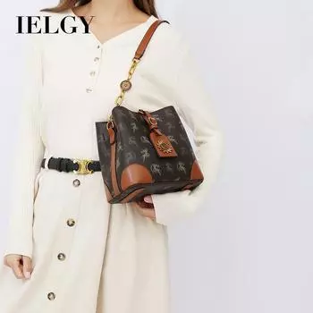 IELGY Премиум-сумка-ведро в стиле ретро, модная универсальная портативная сумка через плечо кофейный