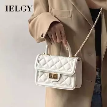 IELGY Простая и универсальная ромбовидная переносная сумка-мессенджер на цепочке белый