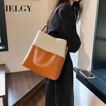 IELGY Простая сумка-ведро, универсальная и модная портативная сумка-мессенджер, корейская версия женской сумки большой вместимости. коричневый