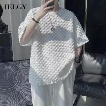 IELGY Простая в подборе модная футболка с короткими рукавами для мужчин M чёрный