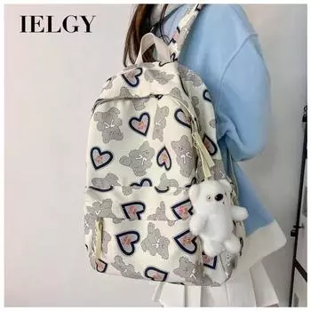IELGY японский милый медведь мягкий школьный рюкзак для девочек женский корейская версия ученик старшей школы ученик младшей средней школы рюкзак большой кепка белый
