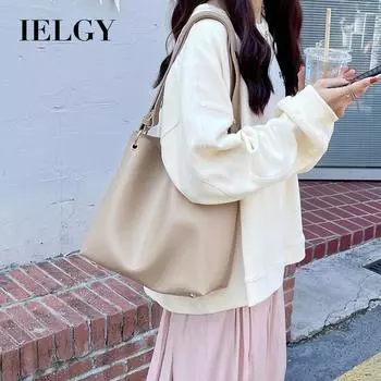 IELGY retro atmospheric bucket bag, versatile niche design shoulder messenger bag чёрный