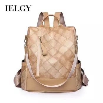 IELGY Ретро женский рюкзак из искусственной кожи, мягкая мода, ромбовидный рюкзак, прилив, рюкзак чёрный