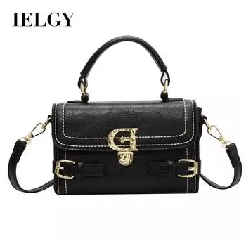 IELGY Ретро модная портативная сумка-коробка, нишевый дизайн, маленькая квадратная сумка, текстурированная сумка через плечо бежевый