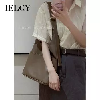 IELGY retro texture underarm fashion tote bag, niche high-end shoulder bag чёрный