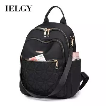 IELGY rhombus embroidered thread backpack, Korean version of versatile large-capacity anti-splashing travel backpack чёрный
