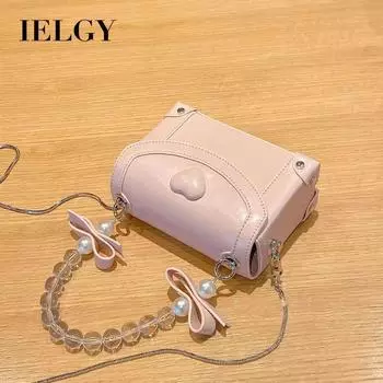 IELGY Розовая сумка-мессенджер Женская сумка-коробка с жемчужной цепочкой розовый