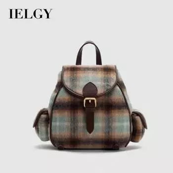 IELGY Рюкзак, модная клетчатая студенческая сумка контрастного цвета с постепенным изменением цвета, замшевый ретро-рюкзак