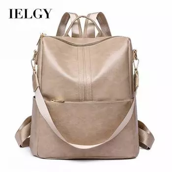 IELGY Рюкзак, модный женский рюкзак из мягкой искусственной кожи, однотонный, вместительная женская дорожная сумка чёрный