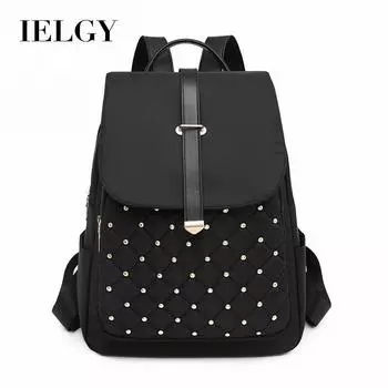 IELGY Рюкзак, нейлоновый ромбовидный школьный рюкзак, большой емкости, корейская версия рюкзака для отдыха и студентов, корейская версия туристического рюкзака чёрный