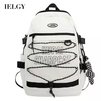 IELGY Рюкзак в гонконгском стиле для женщин, пара, холщовый, дышащий, дизайн, нишевая текстура, рюкзак чёрный