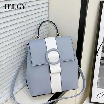 IELGY Рюкзак в западном стиле контрастного цвета женская кожаная повседневная сумка-мессенджер чёрный