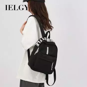 IELGY Рюкзак женский большой емкости, сумка для компьютера, студенческий тренд, модный простой рюкзак с буквенным принтом чёрный
