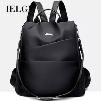 IELGY Рюкзак женский модный универсальный простой противоугонный износостойкий дорожный рюкзак большой вместимости чёрный