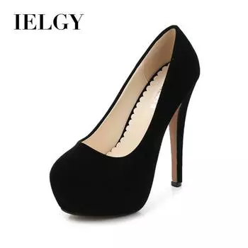 IELGY/Сексуальные женские туфли на высоком каблуке для ночного клуба на тонком каблуке 14 см, красная модель, большой размер 35 чёрный