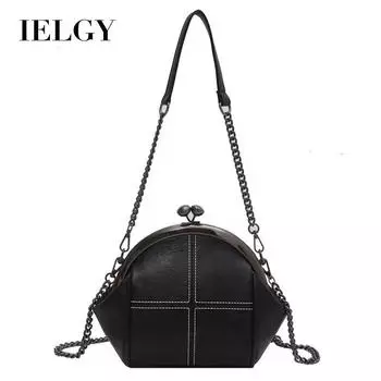 IELGY shell bag, retro chain women s fashion versatile embroidered shoulder messenger bag чёрный