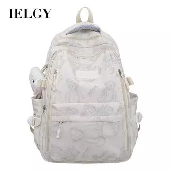 IELGY Школьный рюкзак, модный светящийся принт с изображением медведя, дизайн ниши, студенческий компьютерный рюкзак, прилив чёрный