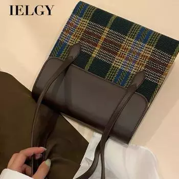 IELGY shoulder premium plaid handbag, large-capacity commuter underarm bag зелёный