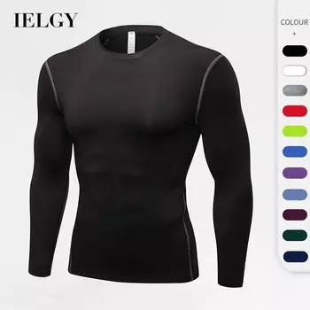 IELGY солнцезащитный крем, быстросохнущая трехмерная облегающая многоцветная футболка для бега, тренировочная мужская футболка с длинными рукавами S белый